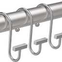 Bathway Shower Curtain Hooks, Chrome Shower Curtain Rings Rust Proof, 12PCS Shower Hooks for Shower Curtain, T-Bar Design Convenient Elegant Shower Curtain Hangers for Bathroom Kitchen Wardrobe