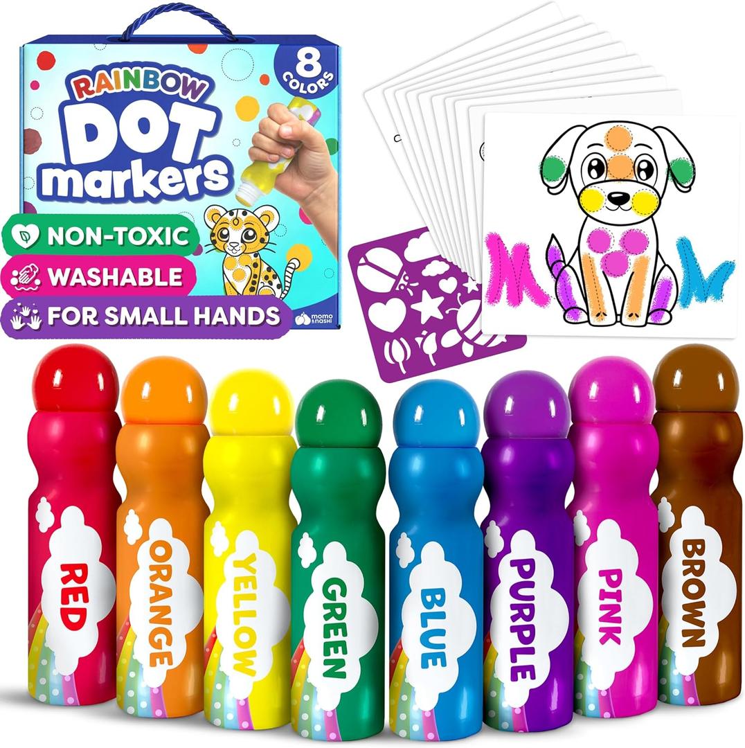 Dot Markers For Toddlers 1-3 - Dot Art Paints Washable For Kids - Includes Printed & PDF Coloring Sheets - Toddler Arts And Crafts - Preschool Learning Activities - Bingo Daubers For Toddlers 2-4
