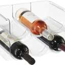 Oggi Bottle Rack for Wine, 6 Bottle Wine Storage - Stackable Wine Rack, Secure Stack Tabs. Water Bottle Storage, Wine Bottle Holder for Kitchen, Cabinet, Fridge - Each Rack Holds 3 Bottles, 2 Pack, 4pc. New