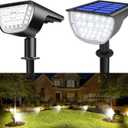 32 LED Solar Spot Lights Outdoor, In-Ground Flood Lights IP65 Waterproof, 3 Modes Landscape Lighting for Garden Pathway, Driveway, Fence Decor 2 Pack (Cool White)