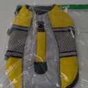 Queenmore Dog Life Jacket Swimming Vest Small Medium Dogs Neoprene Life Vest Lightweight Reflective Dog Lifesaver for Boating Kayaking Yellow,M