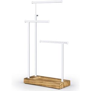 SRIWATANA Jewelry Organizer Display Extra Tall Necklace Holder 3 Tier Jewelry Tree Stand, Gift Idea (Carbonized Black & White)