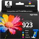 TOKYOINK 923 Ink Cartridges Combo Pack 4 Pack Replacement for HP923 923 Ink Cartridges for OfficeJet 8120 8122e 8123 OfficeJet Pro 8130 8135e 8138e 8139e Printer Latest Version Without Chip 4 Pack