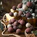 24 Pcs Neutral Textured Christmas Ball Ornaments 2.4 Inch Rustic Brown Burgundy Red Cream Xmas Baubles Farmhouse Xmas Tree Decorations Modern Christmas Home Decor for Tree Holiday