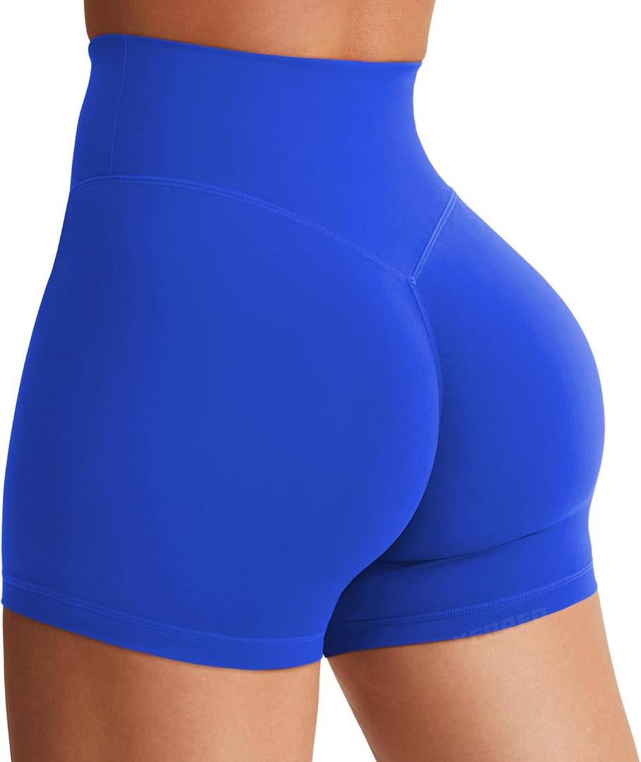 YEOREO SoftHue Women's Biker Shorts 3.6" /4.5" / 6" Workout Gym Shorts High Waist Tummy Control Hidden Scrunch Running Yoga, Large