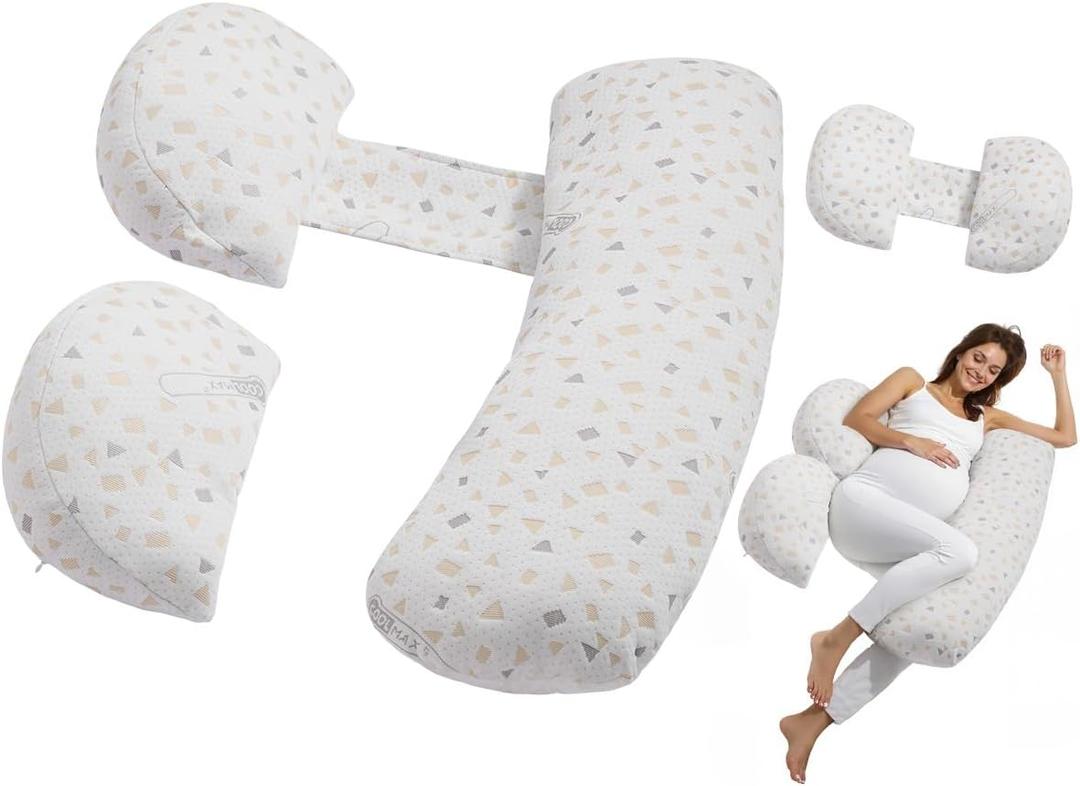 VEVOR Pregnancy Pillows for Sleeping, Adjustable Maternity Pillow for Pregnant Women, Soft Pregnancy Body Pillow with Removable & Washable Cover for Back Belly Hip Support, Lightweight and Portable