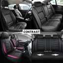 Yeleno02 Leather Car Seat Covers 5 Seats Front & Rear Seat Protector Full Set Universal Fit, Airbag Compatible (Black&Rose)