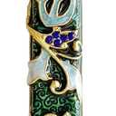 Hand Painted Mezuzah, Exquisite Enamel Mezuzah with Blue Crystal Accent (Green(regular))