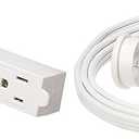 Amazon Basics 3-Prong Indoor Rectangle Extension Cord Power Strip, Flat Plug, Space-Saving, Grounded, 13 Amps, 1625 Watts, 125 VAC, 6 ft, White, 2-Pack
