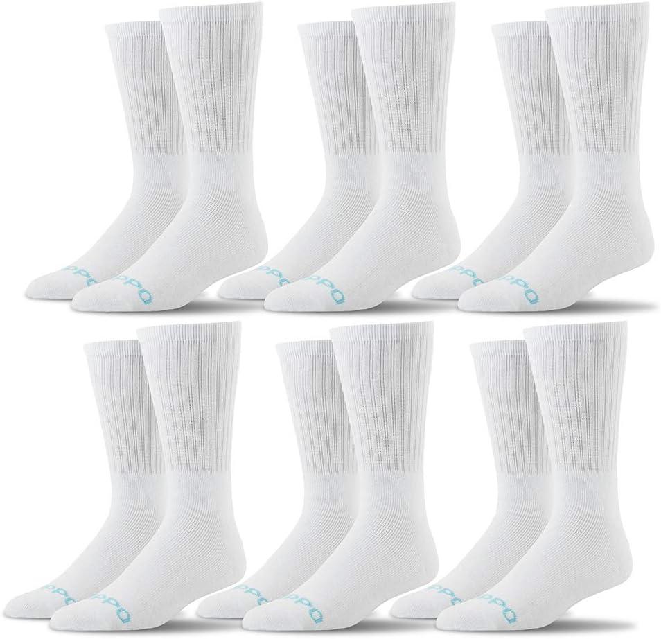 Men's Classic Crew Socks  XXL Size 1418  6-Pack Padded Cotton Blend with Stay-Up Ribbed Leg & Reinforced Toe (XX-Large Big Tall, White)