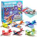 JOYIN 28 Pack Valentines Day Gifts Cards, Valentine's Greeting Cards for Kids with Foam Airplanes Classroom Exchange Party Favor Toy