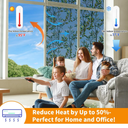 One Way Privacy Film, Window Tint for Home,Daytime Reflective, Anti UV Static Cling Sliding Door Coverings No Glue Garage Solar Paper (Black - Silver-Leaves, 35.4 x 157.4 in)