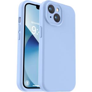 Vooii Compatible with iPhone 13 Case, Liquid Silicone Upgrade [Camera Protection] [Soft Anti-Scratch Microfiber Lining] Shockproof Phone Case for iPhone 13 6.1 inch - Light Blue