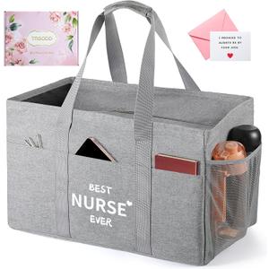 2 x TRSODD Nurses Week Gifts for Women Nurse Appreciation Birthday Gifts for Women Reusable Grocery Bags Foldable 10 Gallon Extra Large Utility Tote Bag (Best Nurse Ever)