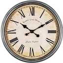 Bernhard Products Large Decorative Wall Clock 20 Inch Silent Non Ticking Battery Operated Quartz Vintage Stylish with Rustic Silver Rim for Home Living Room Dining Room Kitchen & Over Fireplace