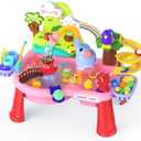 2026 Upgraded Water Table for Toddlers 1-3, Outdoor Toddler Toys Sand Water Pool Toys with Pump/Running Water/Fishing Toy/Play Food Accessories, Kitchen Play Sink Toys for Girl Boy Ages 4-8 (Pink)