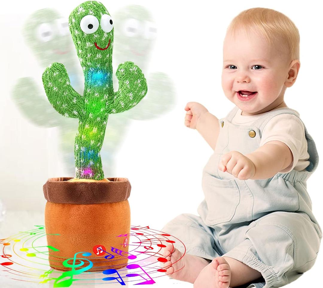 Dancing Talking Cactus Toy with Talking & Singing, Repeats Your Words, 120 Songs, Interactive Kids Gift for Boys Girls (LED Light)