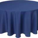 Biscaynebay Textured Fabric Round Tablecloths 90", Navy Water Resistant Washable Table Cloths Circle Folding Table Covers Linen for Dining, Kitchen, Wedding & Parties etc