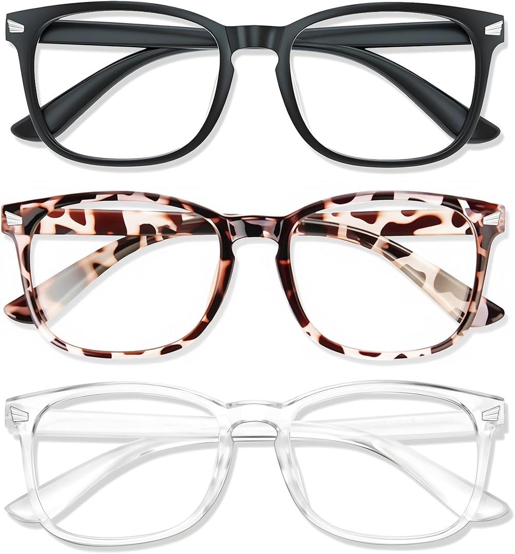 Blue Light Glasses for Woman Men | 99% Blue Light Blocking Glasses for Computer Gaming TV Phone Screen Square Frame | Anti Eyestrain & UV Glare Protection - 3 Pair (3 Pack Mix Color-1) Blue Light Glasses for Woman Men | 99% Blue Light Blocking Glasses for Computer Gaming TV Phone Screen Square Frame | Anti Eyestrain & UV Glare Protection - 3 Pair (3 Pack Mix Color-1)
