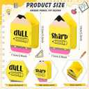 DoubleFill 2 Pcs Pencil Shaped Holder Sharp Dull Holder Wooden Dispenser Pencil Storage for Back to School Teachers Classroom Organization(Simple, Yellow)