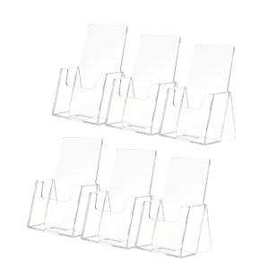 Marketing Holders 6 Pack Business Card Holder Counter Display for 2" x 3.5" Vertical Cards for Booths at Tradeshows and Expos Clear Acrylic