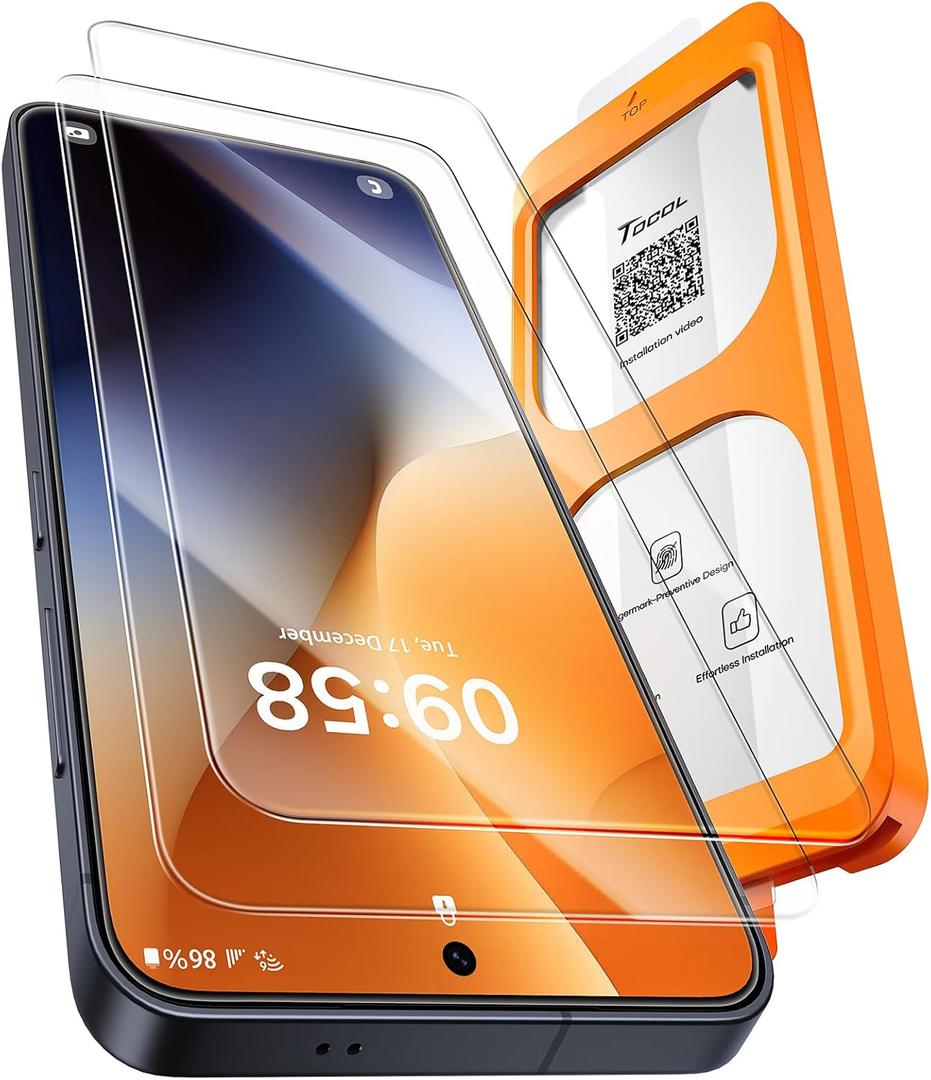 TOCOL for Samsung Galaxy S25 Plus Screen Protector [9H Hardness] [Military Grade Shatterproof] HD Tempered Glass 2 Pack (Clear)