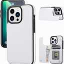 Wallet Case Compatible with iPhone 13 pro 6.1",Slim Protective case with Card Holder,Premium PU Leather Kickstand Card Slots Case with 1 Screen Protective Glass for iPhone13pro(6.1")-White