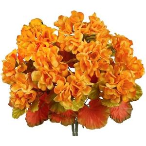 CISDUEO 2 Pcs Fall Flowers Artificial for Outdoors Decoration Fake Geraniums Yellow Faux Flowers for Outdoor Planters Realistic Faux Mums for Front Door Porch Autumn Garden Patio Balcony Yard Indoor
