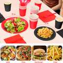 Red and Black Plates and Napkins Party Supplies, Include 9 Disposable Paper Plate, 7 Dessert Plates and Cups and Napkins Forks Set for Halloween, Christmas, Retirement, Birthday, Serves 50