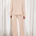 PRETTYGARDEN Women's Two Piece Lounge Sets 2025 Fall Airport Outfits Long Sleeve Pullover Tops Sweatpants Matching Clothing (XX-Large, Beige)