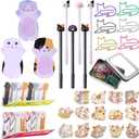 Outus Cat Office Supplies Cute Sticky Notes Paper Clips Gel Ink Pens Cartoon Stickers Party Favor for Cat Lovers Stationery School Office Supplies Desk Accessories(Funny Style)