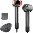 Tideway Hair Dryer Professional High-Speed Ionic Blow Dryer 110,000 RPM, Compact Hair Dryer with Magnetic Diffuser, Fast Drying with Brushless Motor Low Noise Smart Temperature Control-H11 (Black)