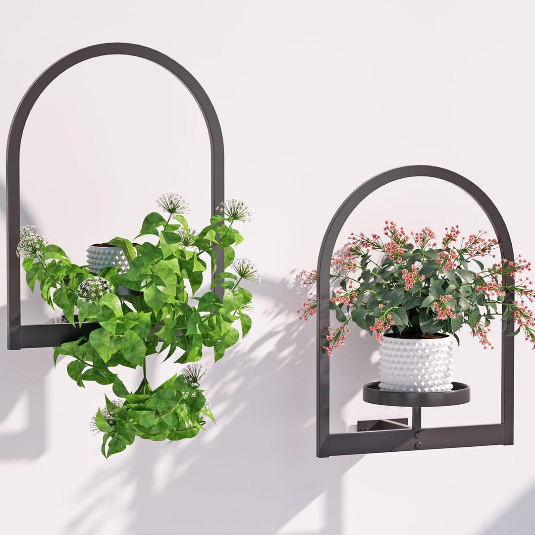 Flenpptly Wall Plant Holder, Wall Planter for Indoor Plants, Window Plant shelves for Multiple Plants Indoor Outdoor, Framed Plant Holder for Home Decor (2 Pack)