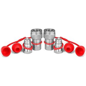 1/2" Ag Hydraulic Quick Connect Tractor Couplers with Dust Caps,Poppet Pioneer Style ISO 5675 Hydraulic Quick Coupler 1/2" NPT Thread & ISO 5675 Body