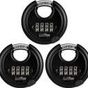 Guliffen Outdoor Combo Lock for Storage Unit, Weatherproof Disc Lock for Sheds,Gate and Fence, 3 Pack Heavy Duty Pad Locks with Code (3/8-Inch Shackle