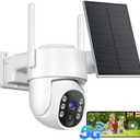 2K Security Cameras Wireless Outdoor, 5G WiFi Cameras for Home Security, 360 PTZ Solar/Battery Powered Outside Cam, 2 Way Talk, Color Night Vision, AI Human Detection for Porch/Garage/Yard (1Pack, White)