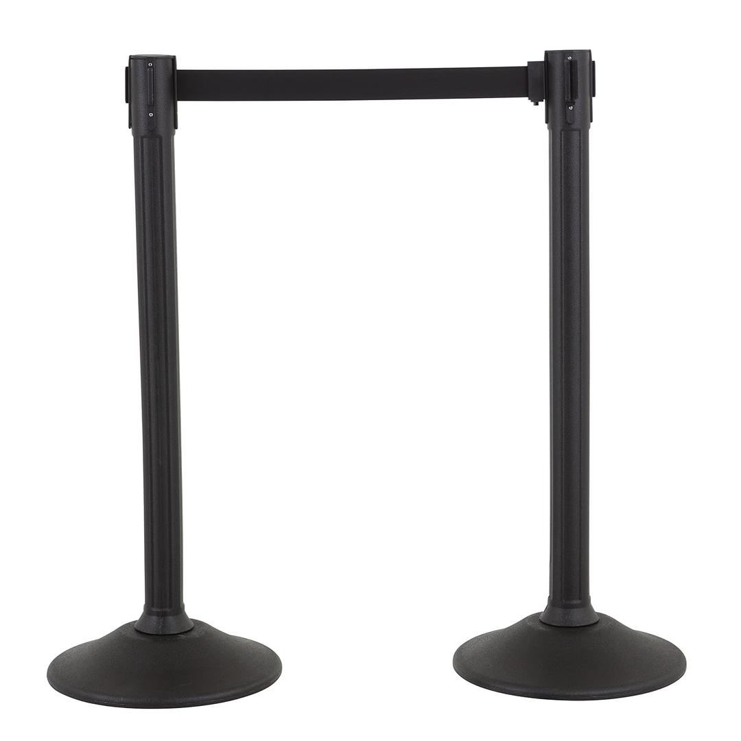 US Weight Sentry Stanchion with Retractable Belt, Easy Connect Assembly, Black, 6.5' Belt (2 Pack)