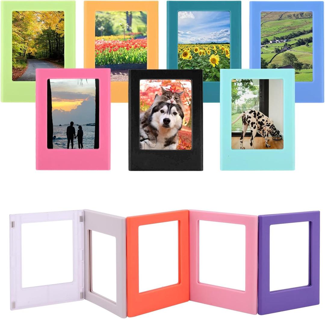 Penitue 12pcs Magnetic Picture Frame, 8.8x6.5cm/3.5x2.5in Wallet Size Magnetic Photo Frames Table Fridge Mini Photo Holder Magnet for School Office Home Decor (12 Colors)