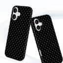Jusy Compatible with MagSafe Polka Dot Case for iPhone 16, Cute Aesthetic Polka Dots Magnetic Phone Case, Soft TPU and Hard PC Protective Phone Cover for Women Girls (Matte) - Black