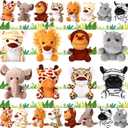HyDren 40 Pack Mini Stuffed Jungle Animals in Bulk 4.7 Inch Safari Plush Toys,Lion Tiger Elephant Giraffe Leopard Monkey Hippo Zebra Forest Plush Dolls for Animal Theme Party Favors Classroom Award