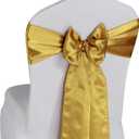 WELMATCH Gold Satin Chair Sashes Ties - 50 pcs Wedding Banquet Party Event Decoration Chair Bows (Gold, 50)