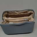 EACHY Travel Makeup Bag, Large Capacity Cosmetic Bag for Women, Waterproof PU Leather, Flat Open Portable Toiletry Bag for Skincare, Brushes & Travel Essentials (Medium, AJ-Blue)