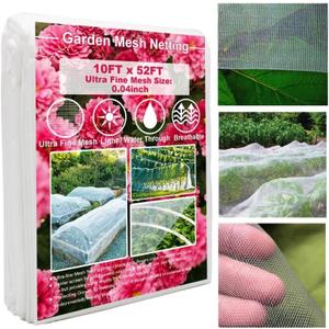 Garden Pest Barrier Netting, Ultra Fine Mesh 10x52Ft Plant Cover Protection for Vegetable Plants,Fruits,Flowers, Cicada Netting for Trees Protect Net for Raised Beds Against Birds Insect Bugs Out