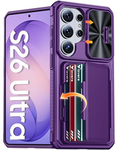 Vizvera for Samsung Galaxy S26 Ultra Case Wallet RFID [Cards Holder][Camera Cover][Edge Raised] Full Body Rugged Shockproof Silicone Phone Case for Galaxy S26 Ultra 6.9" 2026,Purple