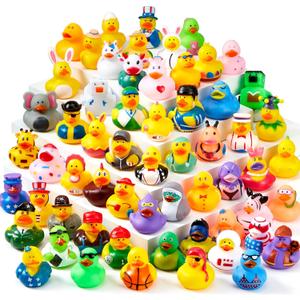 JOYIN 60 Pcs Rubber Ducks, Random Assortment Ducks Bulk with Mesh Carry Bag, Mini Rubber Duckies for Baby Bath Toys, Kids Toddler Summer Pool Toys Birthday Gifts Party Favors