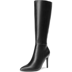 DREAM PAIRS Knee High Boots for Women, Sexy Pointed Toe Stiletto High Heel Boots, Fashion & Classic Dress Shoes (11, Black-pu)