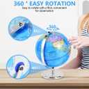 KISEER 8 Inch World Globe Rotating Earth Spinning Globe with Heavy Metal Stand for Kids Geography Classroom Education or Office Home Decorations