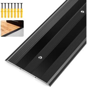 Raytano 48"L 5"W 0.25"H Extra-Sturdy Aluminum Door Threshold Strip,Thicken Floor Transition Strip for Commercial and High Traffic Places, Size 48in5in0.25in (Black)