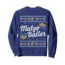 Funny Ugly Hanukkah Sweater Long Sleeve Matzo Baller Matzah Sweatshirt, Large