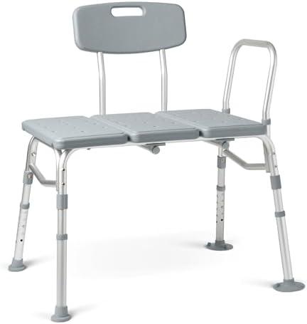 Medline Transfer Bench for Bathtubs and Showers, Adjustable Shower Bench and Bath Seat For Seniors and adults, Slip-resistant Feet, Heavy-Duty 400 lb. Weight Capacity, Tool-Free Assembly